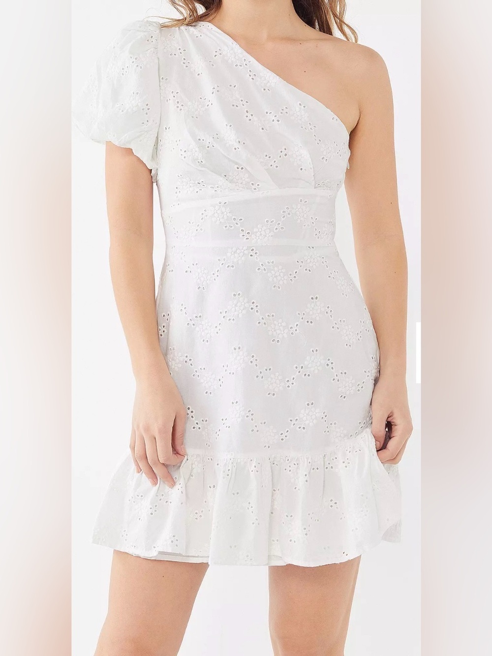 UO Urban Outfitters Claire Ruffle One- Shoulder Mini Dress SZ L